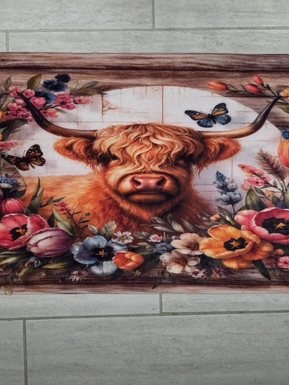 Floral Highland Cow  Memory Foam Mat